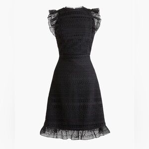 J.Crew Cap Sleeve Ruffle Dress in Mixed Lace